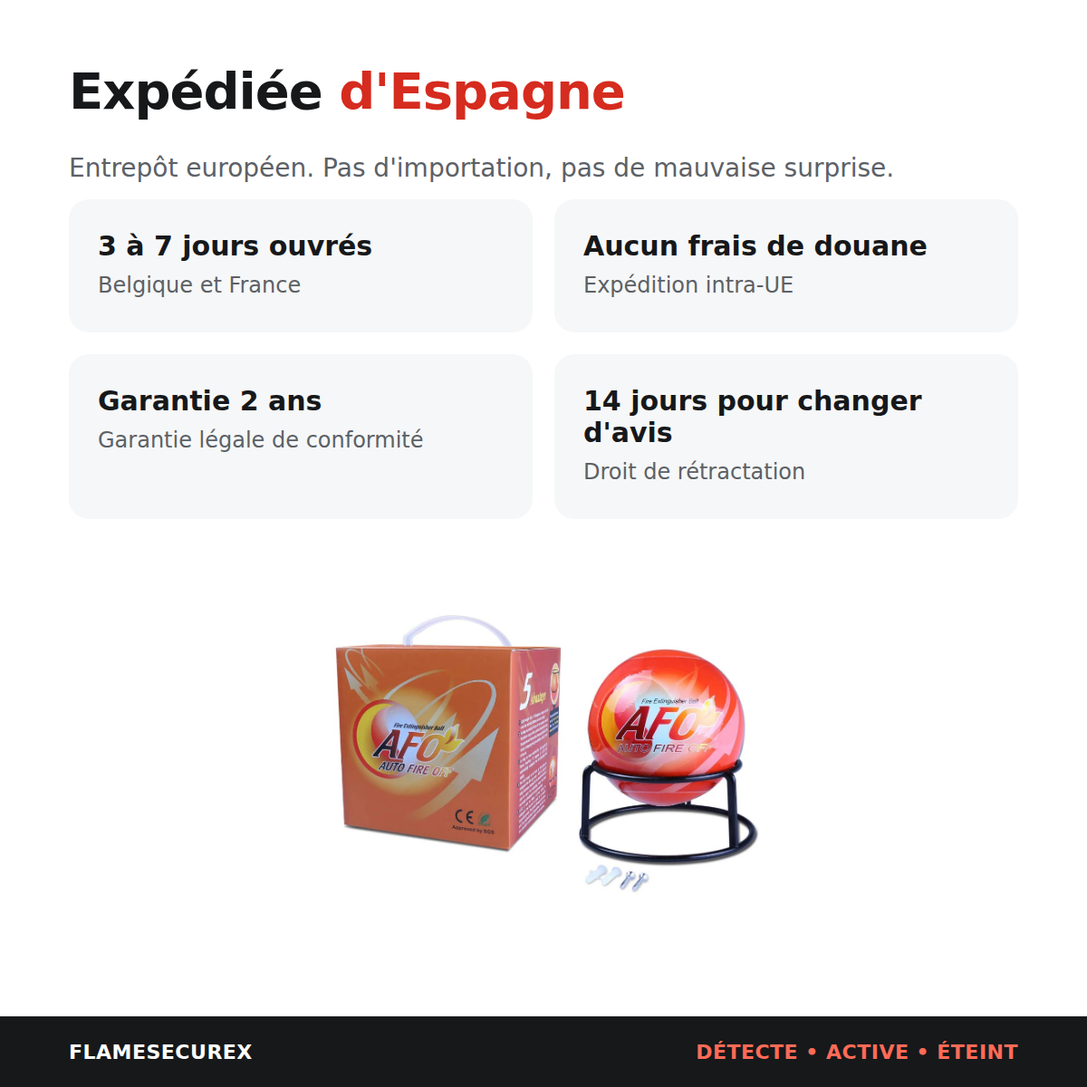 Expédiée d'Espagne en 3 à 7 jours ouvrés, garantie 2 ans, 14 jours de rétractation