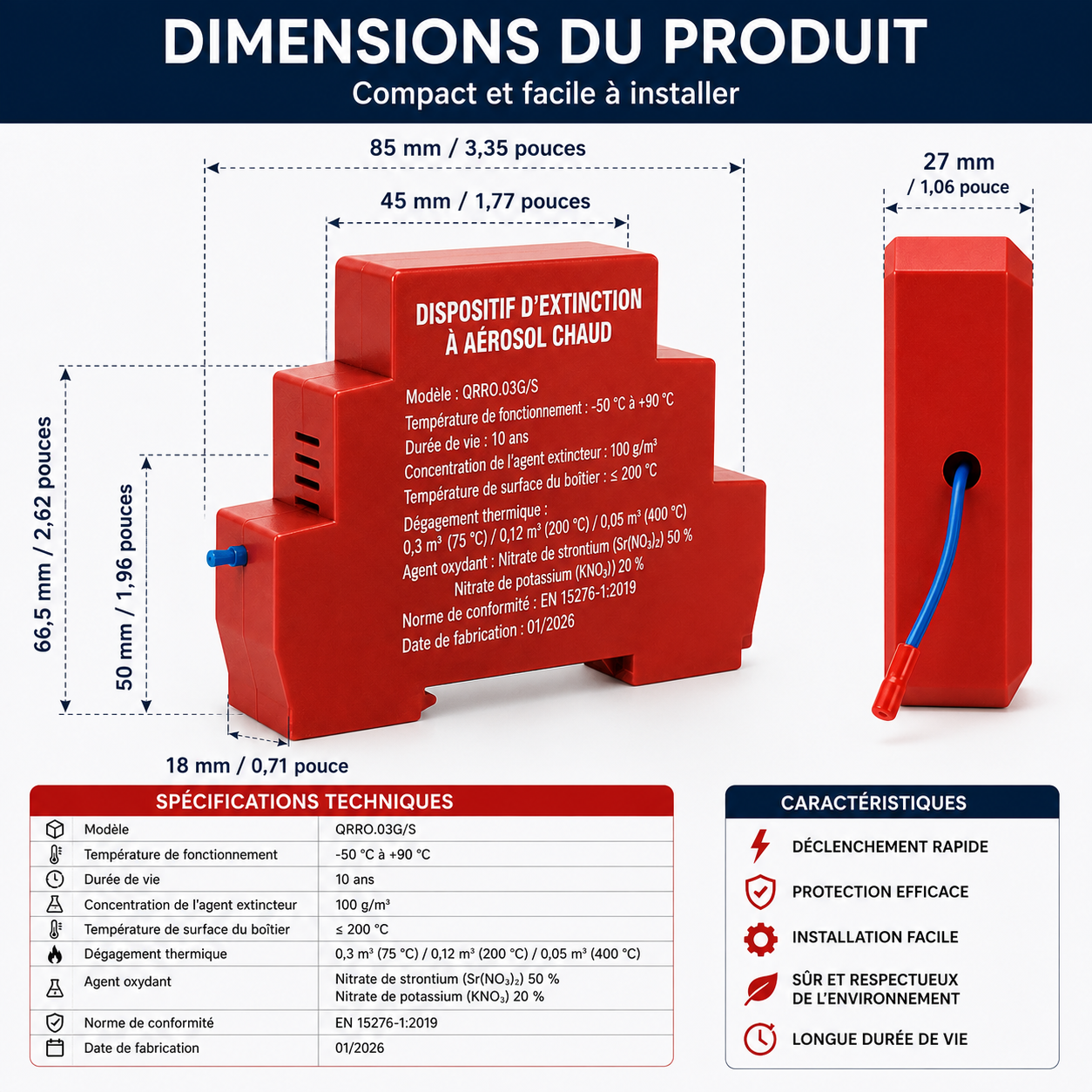 Extincteur Automatique Compartiment Moteur – Suppression Aérosol Anti-Feu