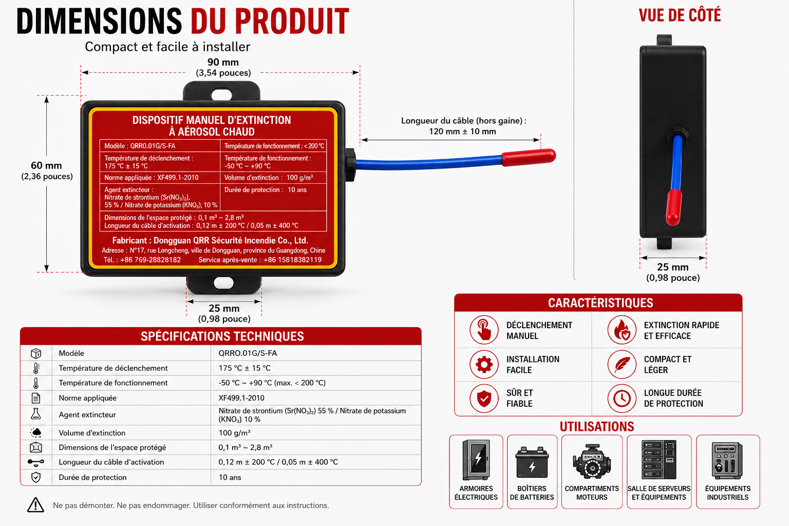 Extincteur Automatique Compartiment Moteur – Suppression Aérosol Anti-Feu