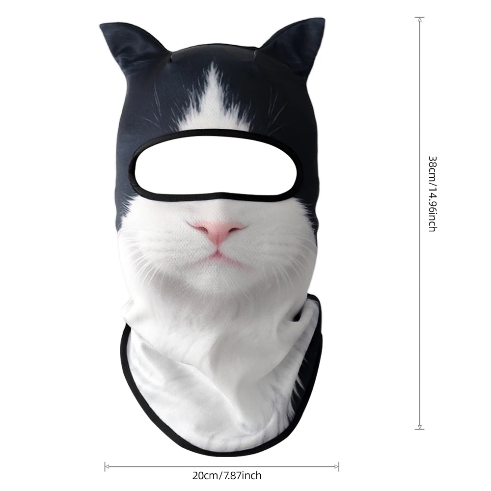 Cagoule 3D modèle Chat noir et blanc, vue de face