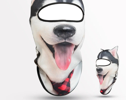 Cagoule 3D husky noir et blanc à oreilles, vue de face