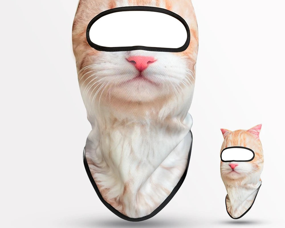 Cagoule 3D chat roux, cache-cou intégral